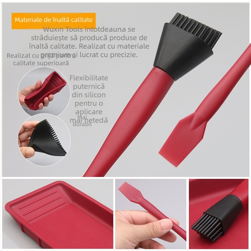 Set de pensule din silicon pentru prelucrarea lemnului, adeziv și latex – Brand: New Wu Tools; Material: Silicon; Specificații: 100-20