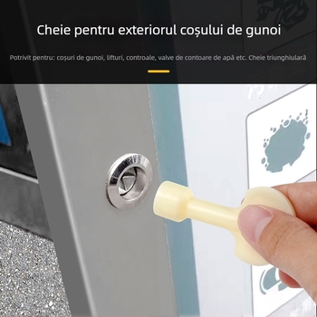 Încuietoare pentru capacul coșului de gunoi pentru exterior, cu încuietoare triunghiulară și cheie cu limbă