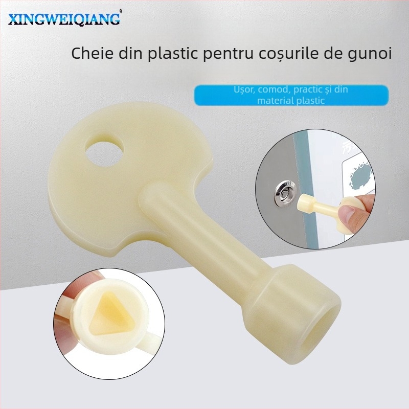 Încuietoare pentru capacul coșului de gunoi pentru exterior, cu încuietoare triunghiulară și cheie cu limbă