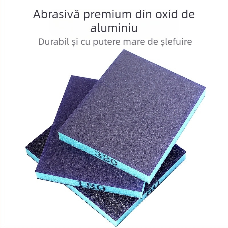 RUITOOL Bloc de șlefuire cu burete, dublu-fațetă pentru metal și lemn, alumina + burete, lustruire, procesare personalizabilă