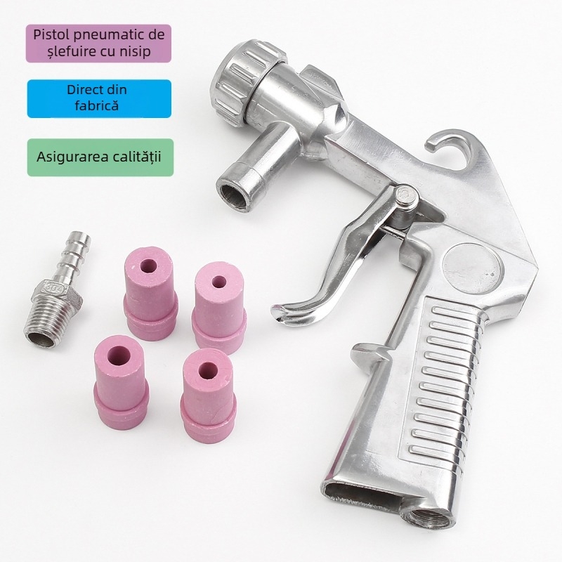 Pistol pneumatic de sablare cu duze ceramice (4/5/6/7 mm) pentru aplicații industriale și decorative
