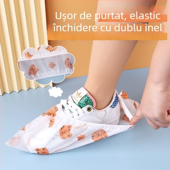 Capace de pantofi de unică folosință, din materiale nețesute, imprimate, pentru interior, adulți, protecție împotriva prafului, pachet 50/100