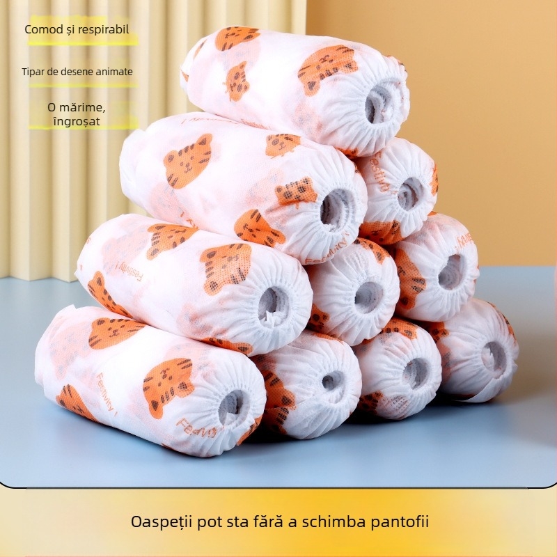 Capace de pantofi de unică folosință, din materiale nețesute, imprimate, pentru interior, adulți, protecție împotriva prafului, pachet 50/100