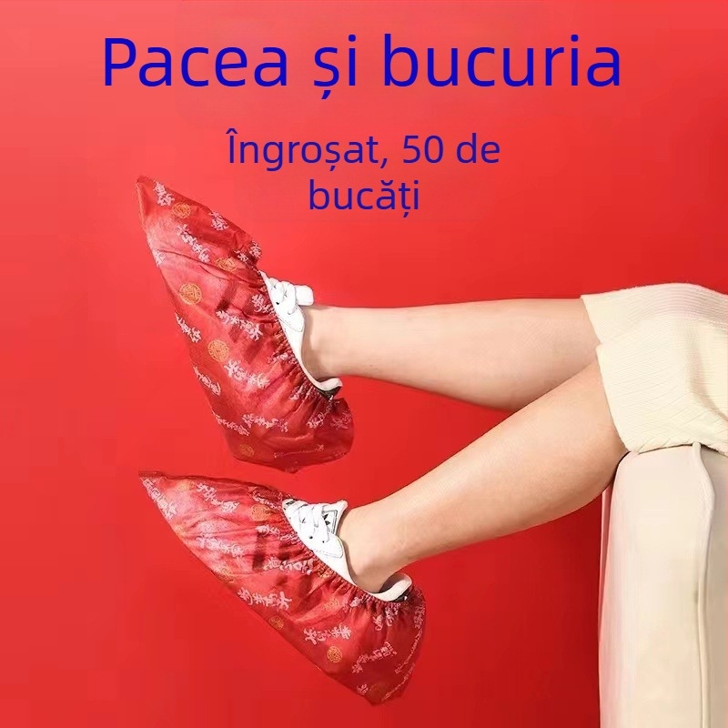 Capace de pantofi de unică folosință, din materiale nețesute, imprimate, pentru interior, adulți, protecție împotriva prafului, pachet 50/100