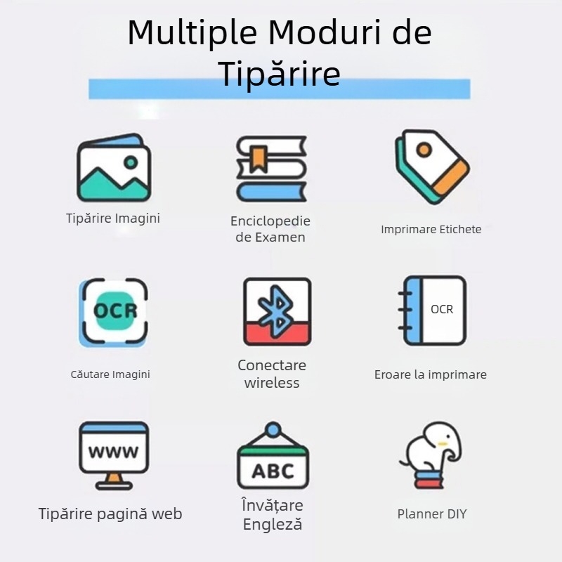 Printer portabil termic pentru coduri de bară — format etichetă 57×30 mm, hârtie termică, baterie încorporată 1200 mAh, imprimare în rețea suportată