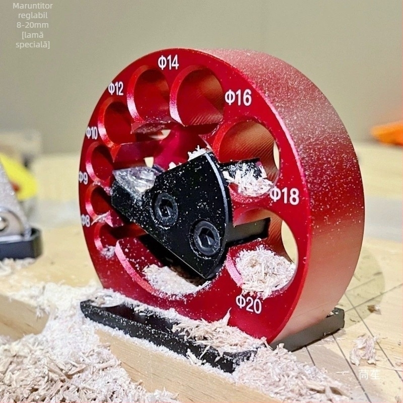 Unealtă de tâmplărie: dispozitiv reglabil cu 8 găuri pentru rotunjirea lemnului dreptunghiular în cilindri rotunzi (DIY)