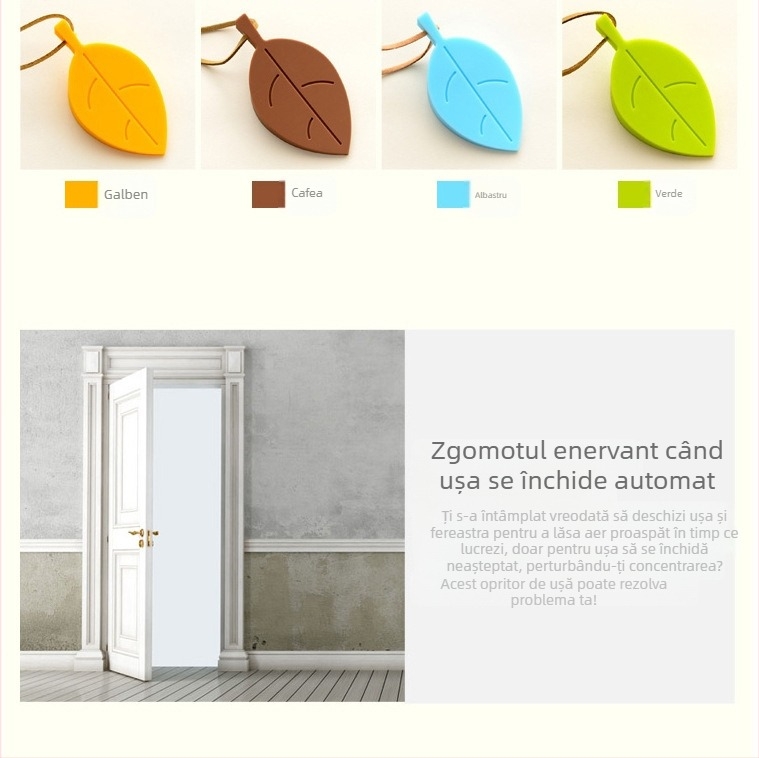 Stop de ușă din silicon, în formă de frunză, stil desen animat, protecție anti-prindere pentru copii