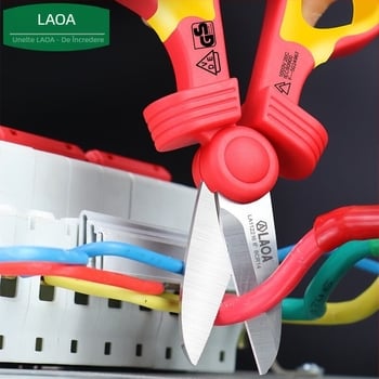 Old A Tool Foarfecă izolată pentru electricieni, izolație VDE, foarfece de uz casnic, foarfece multifuncționale pentru canale de cabluri, model LA112216