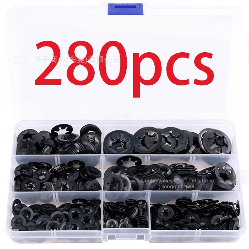 Șaibă Plum Blossom cu dinți interni de blocare, clemă din oțel mangan, finisaj zinc negru, GB849-88, Star Valley