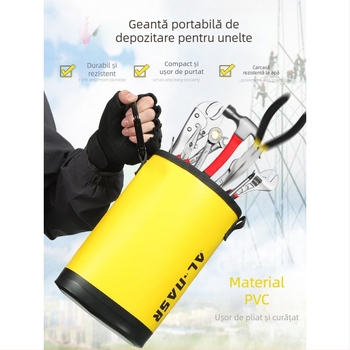 Geantă de unelte pentru lucru la înălțime – impermeabilă, potrivită pentru întreținere electrică și grădinărit, cu curea de talie și suport de agățare