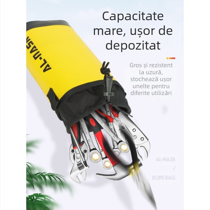 Geantă de unelte pentru lucru la înălțime – impermeabilă, potrivită pentru întreținere electrică și grădinărit, cu curea de talie și suport de agățare