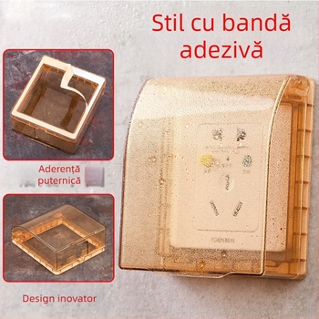 Capac impermeabil tip 86 pentru cutie întrerupător baie (fixare adezivă, protecție împotriva stropilor, înălțime extinsă)