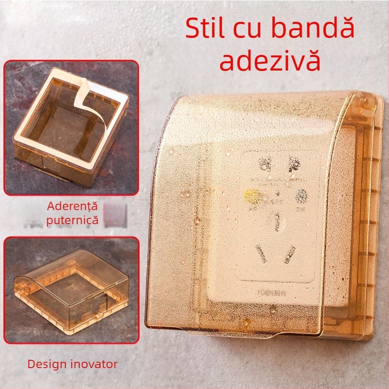 Capac impermeabil tip 86 pentru cutie întrerupător baie (fixare adezivă, protecție împotriva stropilor, înălțime extinsă)