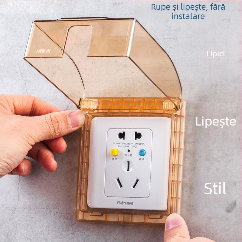 Capac impermeabil tip 86 pentru cutie întrerupător baie (fixare adezivă, protecție împotriva stropilor, înălțime extinsă)