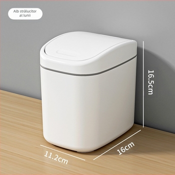 Coș de hârtie pentru birou cu capac basculant, din plastic, cilindric, capacitate sub 4 L