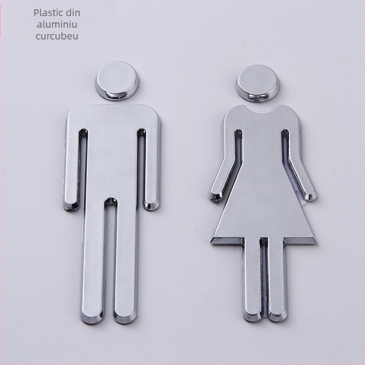 Semne 3D pentru toaletă – bărbați și femei, ABS, finisaj electroplacat, semnalizare mobilier personalizabil