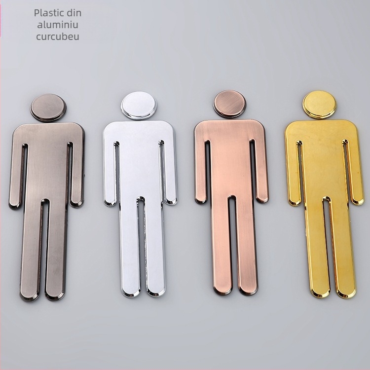 Semne 3D pentru toaletă – bărbați și femei, ABS, finisaj electroplacat, semnalizare mobilier personalizabil