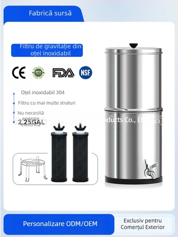 Purificator de apă cu gravitație de birou, din oțel inoxidabil, portabil (modelul k8626, 3 kg, potrivit pentru 3–5 persoane)