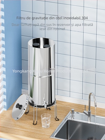 Purificator de apă cu gravitație de birou, din oțel inoxidabil, portabil (modelul k8626, 3 kg, potrivit pentru 3–5 persoane)