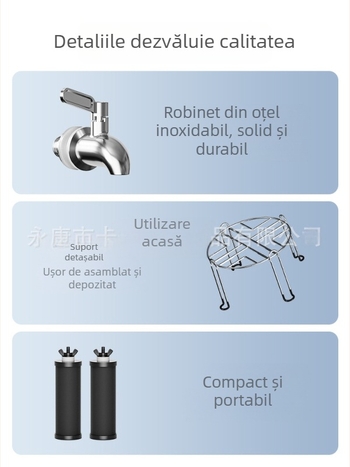 Purificator de apă cu gravitație de birou, din oțel inoxidabil, portabil (modelul k8626, 3 kg, potrivit pentru 3–5 persoane)