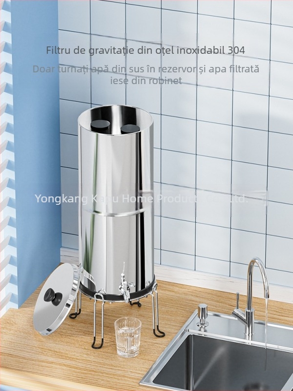 Purificator de apă cu gravitație de birou, din oțel inoxidabil, portabil (modelul k8626, 3 kg, potrivit pentru 3–5 persoane)