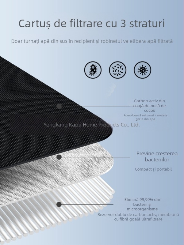 Purificator de apă cu gravitație de birou, din oțel inoxidabil, portabil (modelul k8626, 3 kg, potrivit pentru 3–5 persoane)