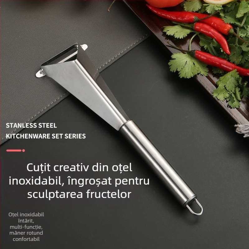 Unealtă de pregătire a fructelor 3 în 1: curățitor, feliator și cuțit de sculptură – oțel inoxidabil, personalizare disponibilă, logo imprimat, etichetă privată licențiată