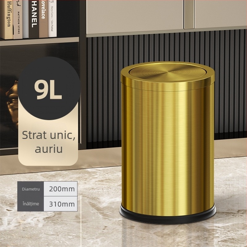 Coș de gunoi din oțel inoxidabil, 9L, formă cilindrică, utilizare casnică, brand Puting