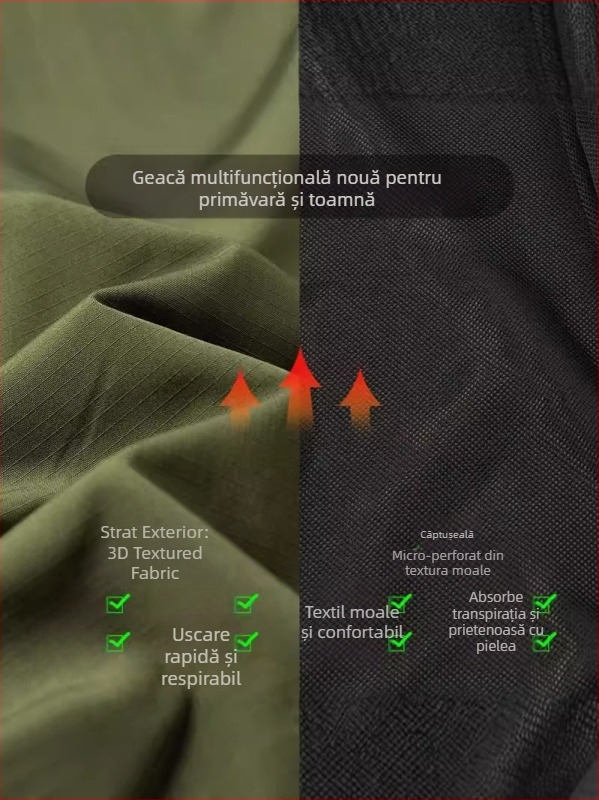 Geacă de lucru pentru bărbați cu glugă, impermeabilă, croială lejeră, țesătură poliester 100%