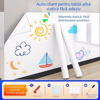 Tablă albă pentru perete cu două fețe, cu aderență electrostatică detașabilă, cadru PP și panou PP (Specificații: 1)