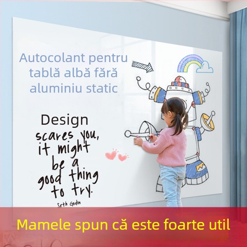 Tablă albă pentru perete cu două fețe, cu aderență electrostatică detașabilă, cadru PP și panou PP (Specificații: 1)