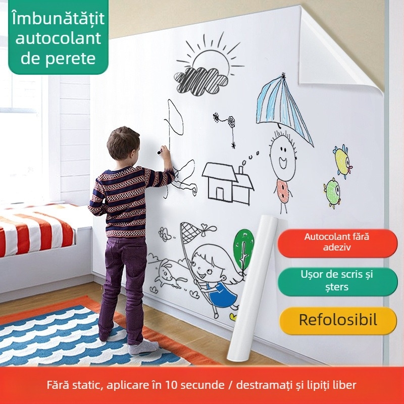 Tablă albă pentru perete cu două fețe, cu aderență electrostatică detașabilă, cadru PP și panou PP (Specificații: 1)