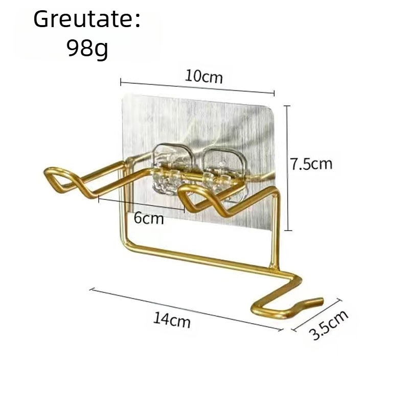 Raft de depozitare pentru uscător de păr – montaj pe perete fără găuri, încărcare 10 kg, finisaj vopsire cu spray, model Blowing Rack