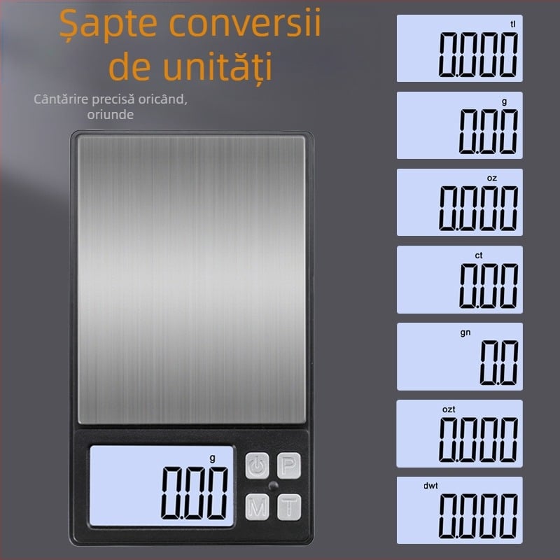 Cântar digital pentru bijuterii T50, 0,01 g–1000 g, portabil, precizie înaltă
