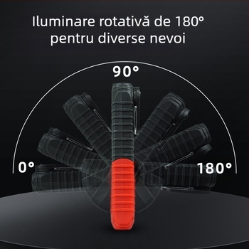 Lumină de lucru COB reîncărcabilă cu baza magnetică 360° și cârlig de agățare pentru întreținerea vehiculelor — 10W, 3.7V, 400 lm, 6500K, model S680-Z-R