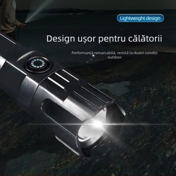 Lanternă de mână cu zoom telescopic, 100 lm, rază până la 100 m, reîncărcabilă, baterie 18650, model JY-81020, pentru camping și drumeții