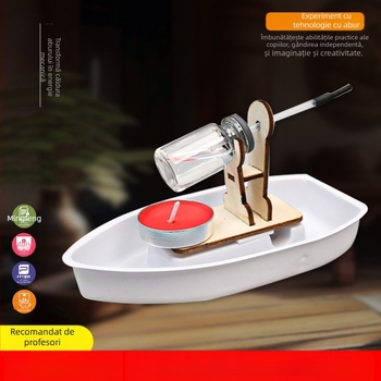 Model de navă cu aburi – DIY, jucărie educațională din plastic pentru fizică STEM, învățare practică pentru 7–14 ani