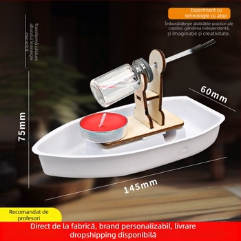 Model de navă cu aburi – DIY, jucărie educațională din plastic pentru fizică STEM, învățare practică pentru 7–14 ani
