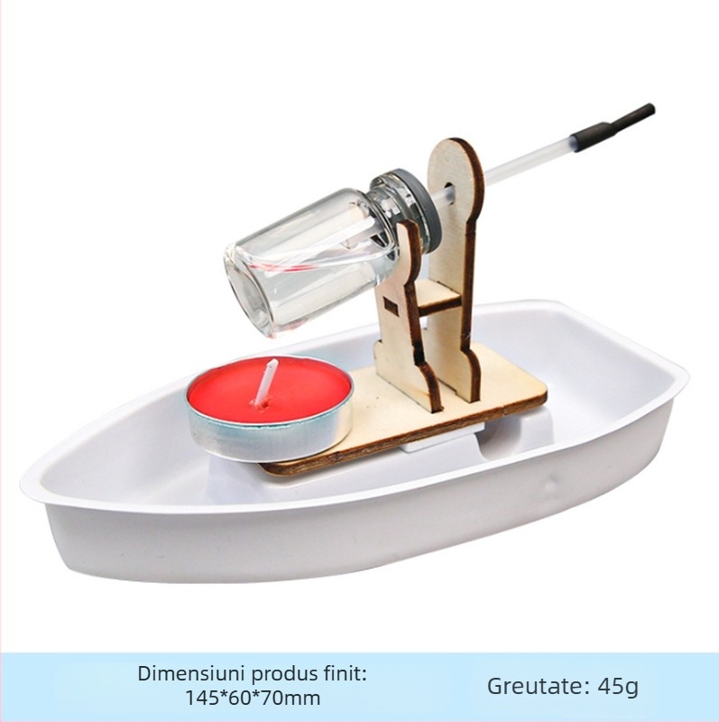 Model de navă cu aburi – DIY, jucărie educațională din plastic pentru fizică STEM, învățare practică pentru 7–14 ani
