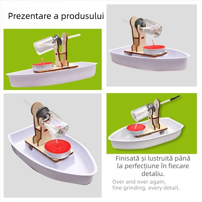 Model de navă cu aburi – DIY, jucărie educațională din plastic pentru fizică STEM, învățare practică pentru 7–14 ani