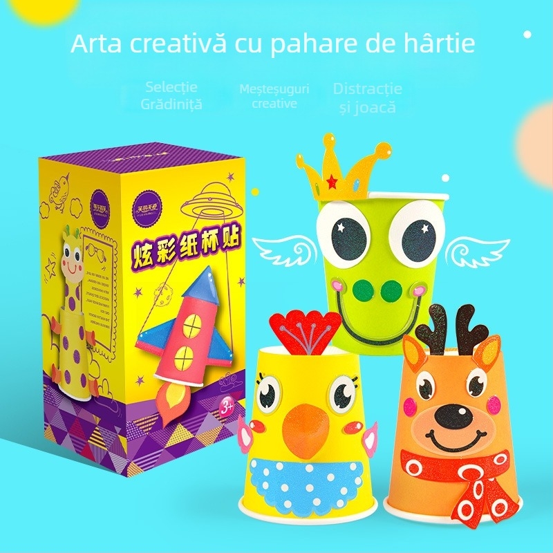 Kit DIY de pictură pe pahare de hârtie Hibiscus Angel, fabricat în Changzhou; material: hârtie; ambalare: cutie; potrivit pentru vârsta 7–14 ani