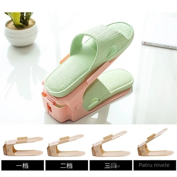 Organizator de pantofi compact cu compartimente stratificate și raft dublu pliabil (Material: Plastic; Stil: Modern și minimalist; Funcție: Depozare; Economisire a spațiului)