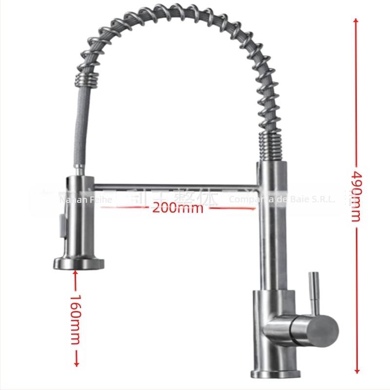 Robinet de bucătărie din oțel inoxidabil, extensibil, finisaj satinat – tip mixt, 0–90°C, 1.0 MPa