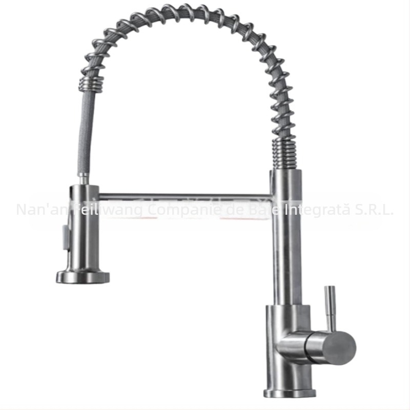 Robinet de bucătărie din oțel inoxidabil, extensibil, finisaj satinat – tip mixt, 0–90°C, 1.0 MPa