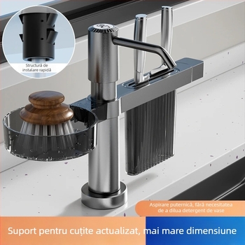 Smart organizator pentru chiuveta bucătăriei cu dozator de săpun și suport pentru cuțite — ABS, model DJZYEQ, 530 g