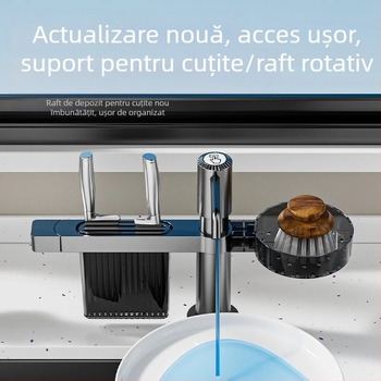 Smart organizator pentru chiuveta bucătăriei cu dozator de săpun și suport pentru cuțite — ABS, model DJZYEQ, 530 g