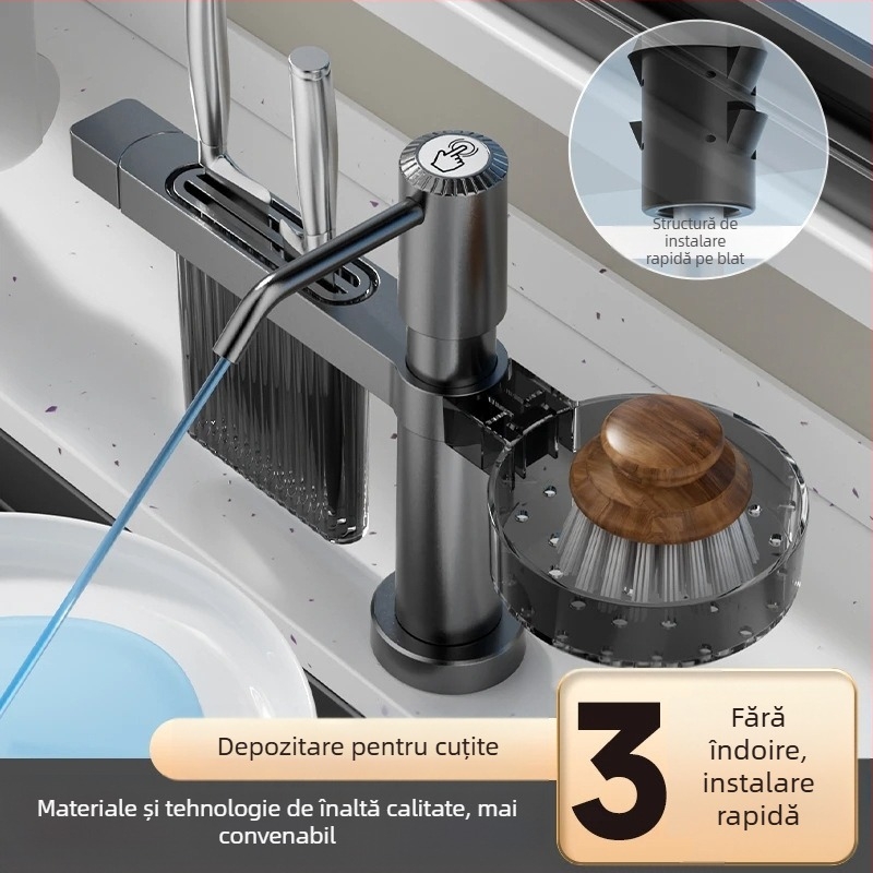 Smart organizator pentru chiuveta bucătăriei cu dozator de săpun și suport pentru cuțite — ABS, model DJZYEQ, 530 g