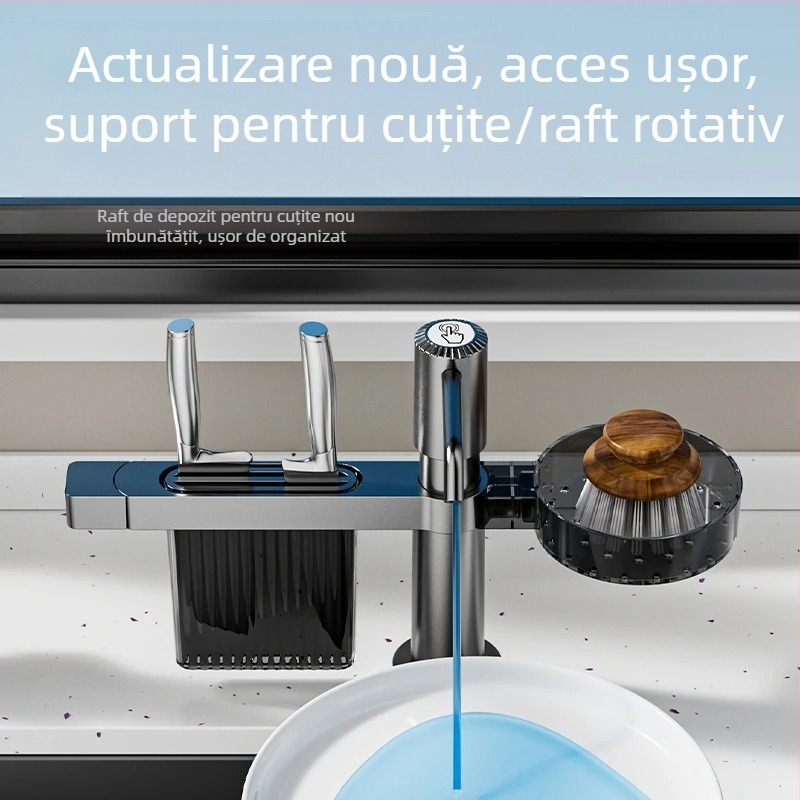Smart organizator pentru chiuveta bucătăriei cu dozator de săpun și suport pentru cuțite — ABS, model DJZYEQ, 530 g