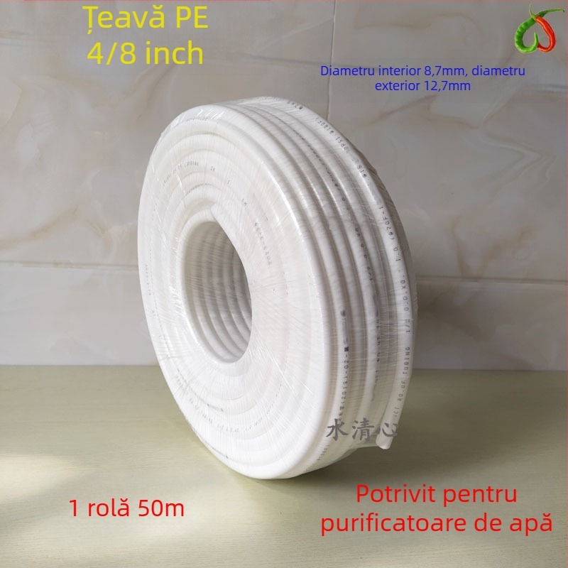 Aparat de purificare a apei cu osmoză inversă; principiu de funcționare: osmoză inversă; elemente de filtrare: RO, carbon activ, vată PP; potrivit pentru consum direct; material: plastic