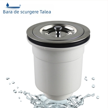 XK265 Drenaj bucătărie – Tip coș; Materiale: PP și SUS304; Construcție dublă din plastic și oțel; Diametru Ø110–114 mm